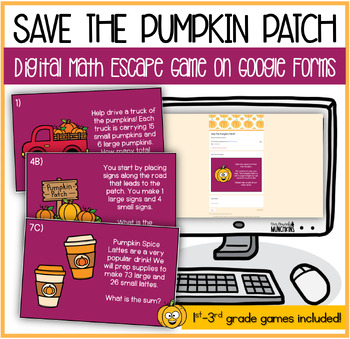 Preview of Save the Pumpkin Patch! Fall Digital Math Game on Google Forms