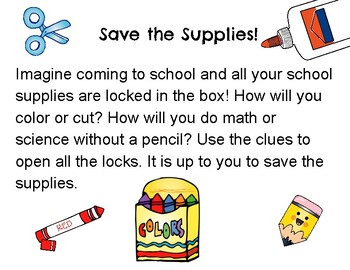 Preview of Save the School Supplies Breakout Game