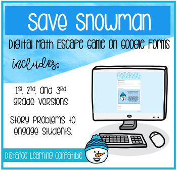 Preview of Save the Snowman! Winter Math Escape Game on Google Forms