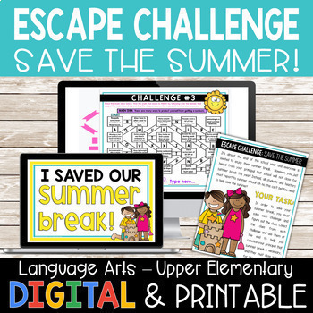 Preview of Save the Summer ELA Escape Room | Test Prep | End of Year Review