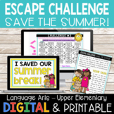 Save the Summer Escape Room | ELA Review | Print & Go + Digital