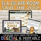 Save the Zoo Escape Room | Mixed ELA Skills Test Prep or E