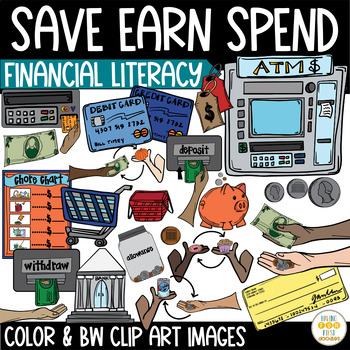 Preview of Saving Earning Spending Money Clipart Financial Literacy Images
