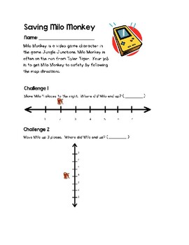 Preview of Saving Milo Monkey by Plotting Points Worksheet