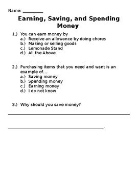 Spending money worksheets