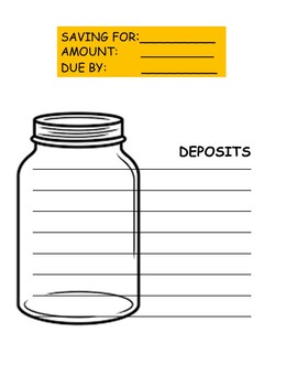 Preview of Savings Jar Worksheet