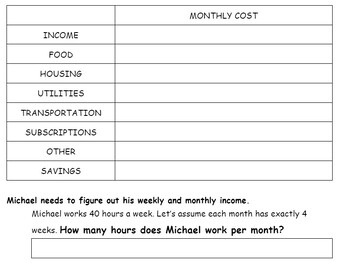 Preview of Savings and Budgeting Money Practice