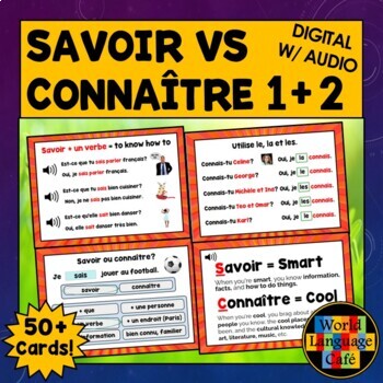 Preview of SAVOIR VS CONNAÎTRE BOOM CARDS ⭐ French Digital Flashcards ⭐ Boom Cards French