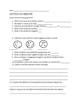 Preview of Savvas Elevate Science 3rd Grade Electricity and Magnetism Guided Reading & Test