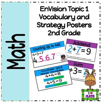 Preview of Savvas EnVision 2nd Grade Topic 1 Vocabulary and Strategy Posters