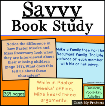 Preview of Savvy by Ingrid Law Book Study for PROMETHEAN Board Use