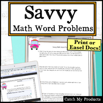 Preview of Savvy Novel Study Math Word Problems