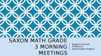 Preview of Saxon Math 3 Meeting Slides