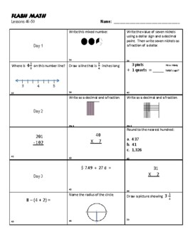 Saxon Math 4th Grade Flash Math Lessons 46-50 by Sunny in South Florida