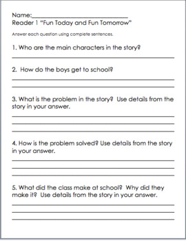Preview of 2nd Grade Saxon Phonics Decodable Readers 1-26 Written Comprehension Questions