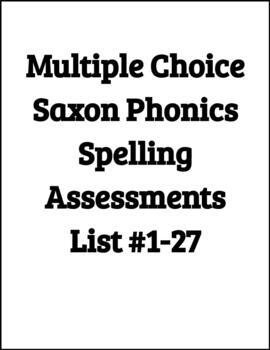 Preview of Saxon Phonics 2nd Grade Multiple Choice Spelling Lists# 1-27