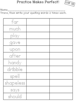 Saxon Phonics Spelling Practice Pages {lists 16-20} by Liz Wimp | TPT