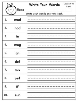 Saxon Phonics Weekly Spelling Activity Pack Lessons 6-10 Second Grade