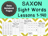 Saxon Sight Word Data Notebook Pages