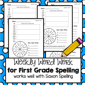 First Grade Weekly Word Work Worksheets Spelling Practice Saxon Phonics