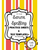 Saxon Spelling Practice Sheets and Test Templates Lists 11-15
