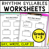 Say, Clap, Write it Rhythm Syllable Music Worksheets Eleme