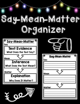 Preview of Say Mean Matter Text Dependent Analysis Anchor Chart and Graphic Organizer