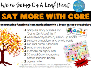 Preview of Say More With Core: We're Going On A Leaf Hunt -editable