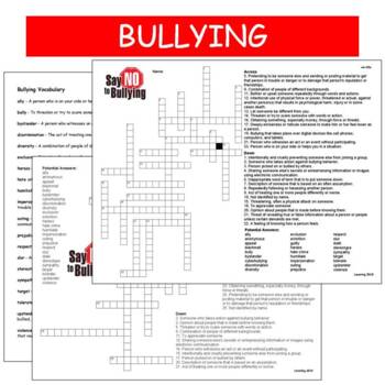 Say NO to Bullying Crossword by Cosmo Jack s Technology Resources