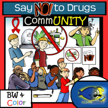 Preview of Say NO! to Drugs! Anti-Drug Clip-Art! 95 Pieces-BW and Color!