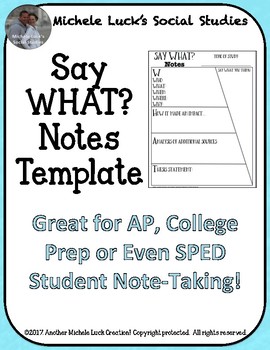 Preview of Say WHAT Notes Template Graphic Organizer for ANY TOPIC!