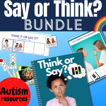 Preview of Say It or Think It Social Filter Autism Bundle Activities & Story