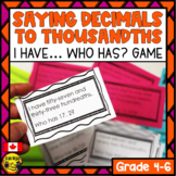 Saying Decimals Game | Place Value of Tenths Hundredths Th