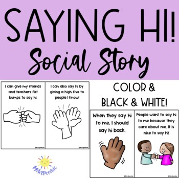Preview of Saying Hi Social Story | Greeting Social Story | Saying Hello | Waving