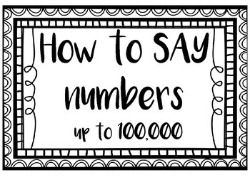 Preview of Saying Numbers up to 100,000