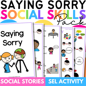 Preview of Apologizing Social Skill Story Pack with Apologizing Activities