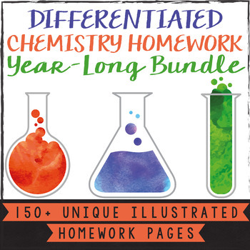 Preview of Scaffolded Chemistry Whole Year Homework Bundle