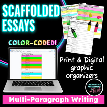 Preview of Scaffolded Essay Graphic Organizers | Multi-Paragraph Writing Planning Guide