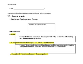 Preview of Scaffolded Essay Outline for Struggling Writers