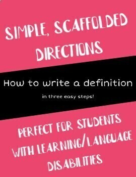 Preview of Scaffolded "How to Write a Definition" Graphic Organizer Lesson (Google Slides)