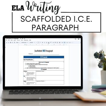 Preview of Scaffolded ICE Paragraph Graphic Organizer Writing Supports Google Doc Printable