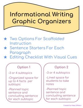 Preview of Differentiated Informational Writing Graphic Organizers