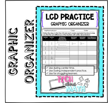 Preview of Scaffolded LCD Worksheet for Adding/Subtracting Fractions w/ Unlike Denominators