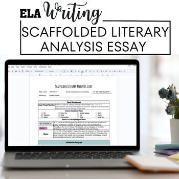 Preview of Scaffolded Literary Analysis Essay Template, Writing Supports, Graphic Organizer