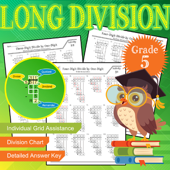 Preview of Scaffolded Long Division Worksheets Grade 5