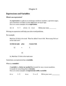 Preview of Scaffolded Math Notes: Expressions, Equations, Inequalities