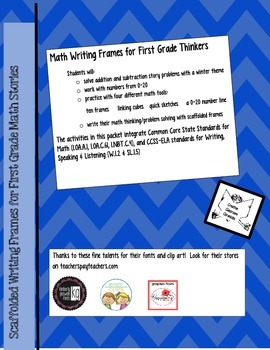 Preview of Scaffolded Math Writing Frames for First Grade Thinkers