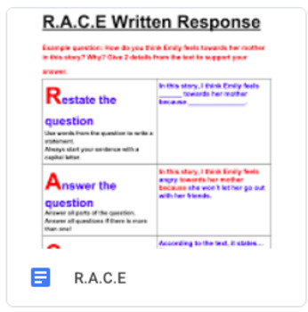 Preview of Scaffolded R.A.C.E printable anchor chart