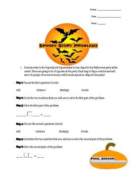 Preview of Scaffolded Spooky Story Problems - Printable