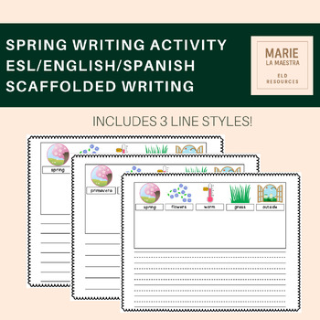 Preview of Scaffolded Vocabulary Writing for ESL, ELL, Spanish | Spring Writing Activity